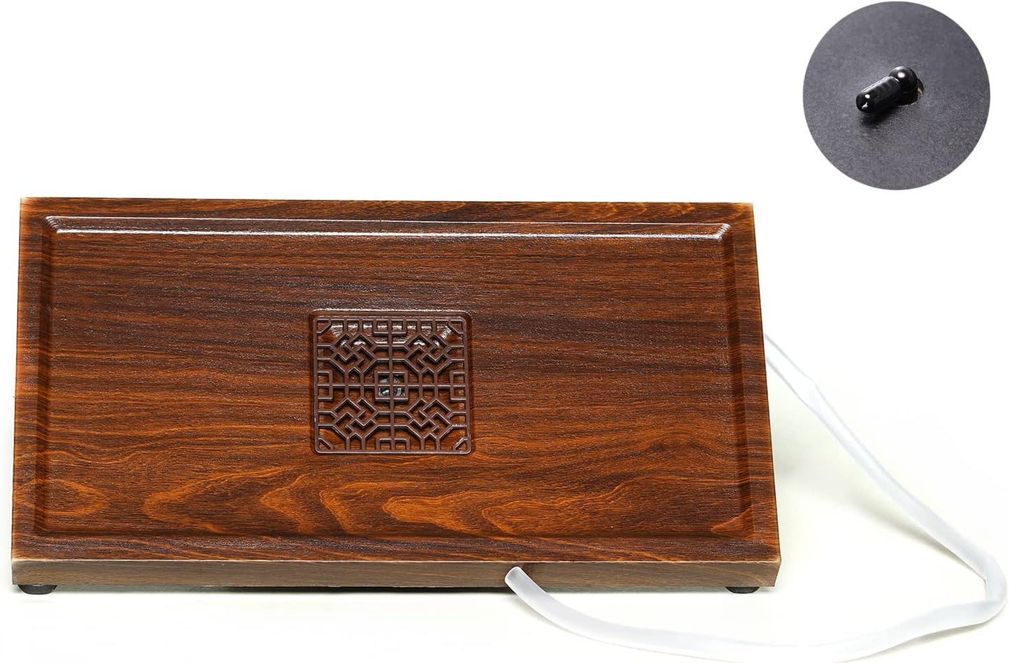 SILINE Wooden Tea Serving Tray,Chinese Kung Fu Tea Tray with Drain Hole and Pipe