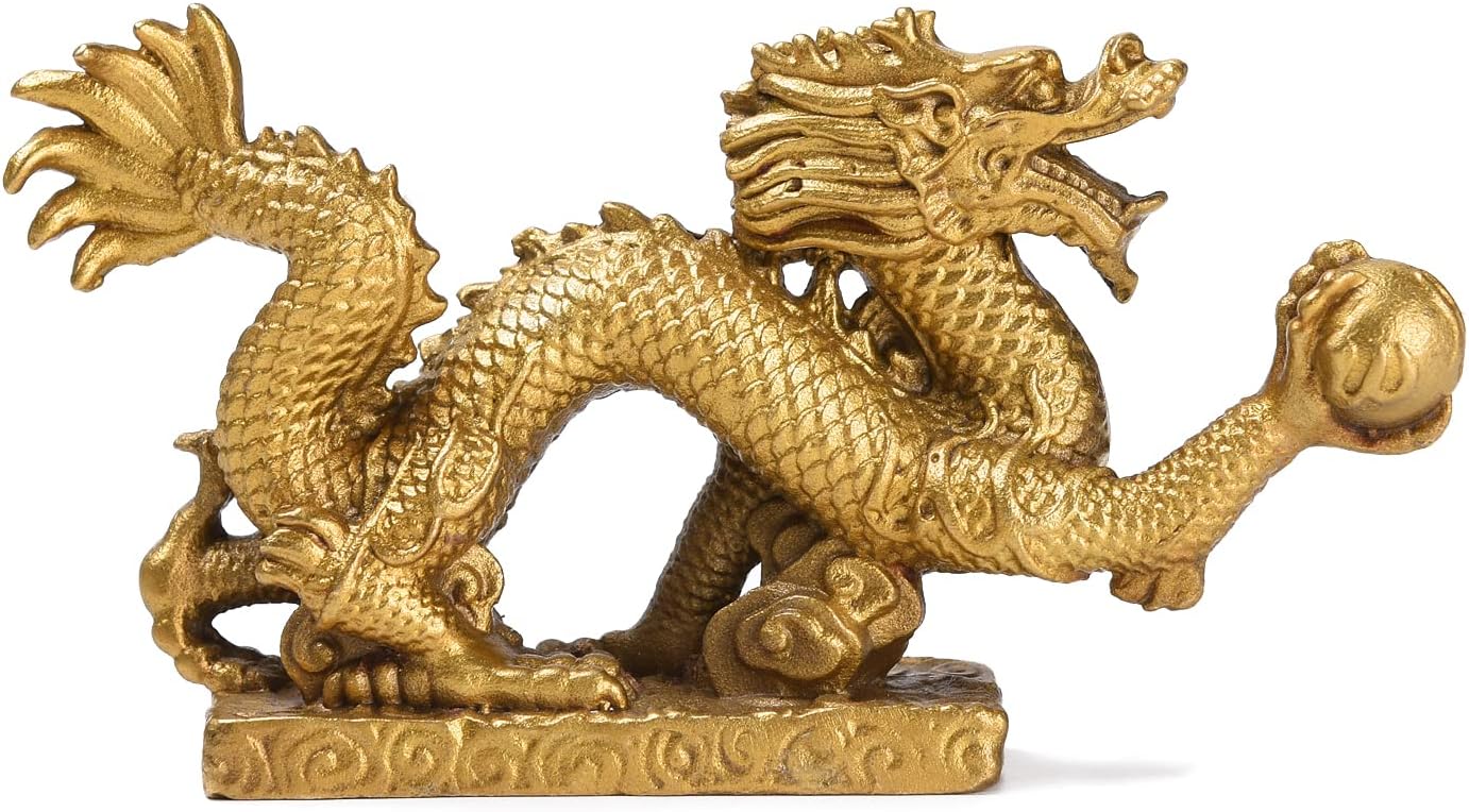 BRABUD Feng Shui Resin Dragon Statue for Luck & Success Ornaments Home Office Decor Figurine Collectible TQGJBS235