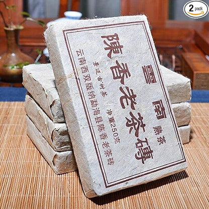 250g China Tea Puer Tea Brick Puerh Shu Puer Raw Material Old Ripe Puer (250g*2 pcs)