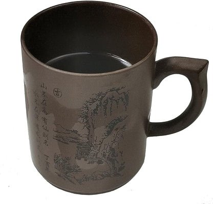 Yixing Purple Sand Clay Tea Cup 500ml Chinese Zisha Teacups Handle Lip Mugs (Black)