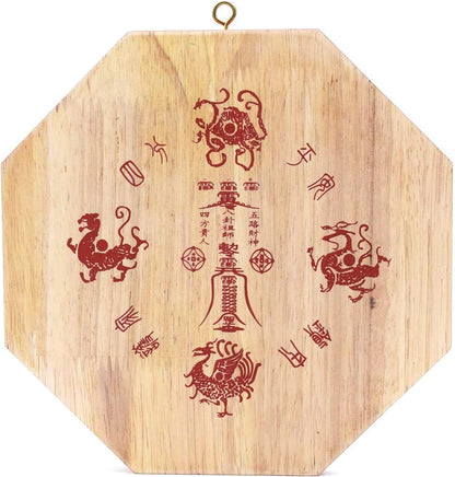 4 Inch Chinese Bagua Mirror Feng Shui Wood Mirror (Convex)