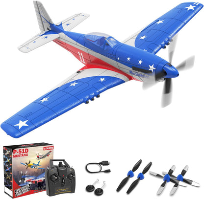LEAMBE 4 Channel RC Plane, Ready to Fly Aerobatic Aircraft, Easy Control for Beginners, P51 Mustang RC Airplane Best Gift for Boys & Adults