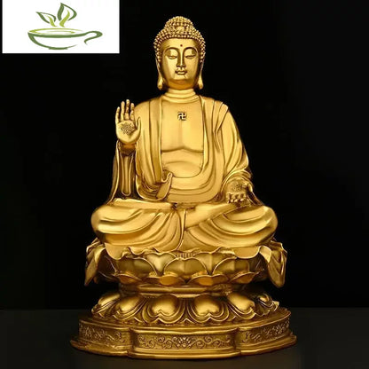 Feng Shui Shakyamuni Buddha Ornaments Copper Sitting Lotus Flower Shakyamuni Home Buddha Hall for The Statue