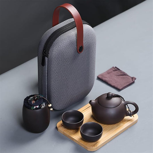 Chinese/Japanese Tea Set Portable Travel Kung Fu Tea Set Purple Clay Teapot Teaset Tea Cup Tea Pot Travel Bag Tea Caddy Portable Teapot Set Tea Gift set