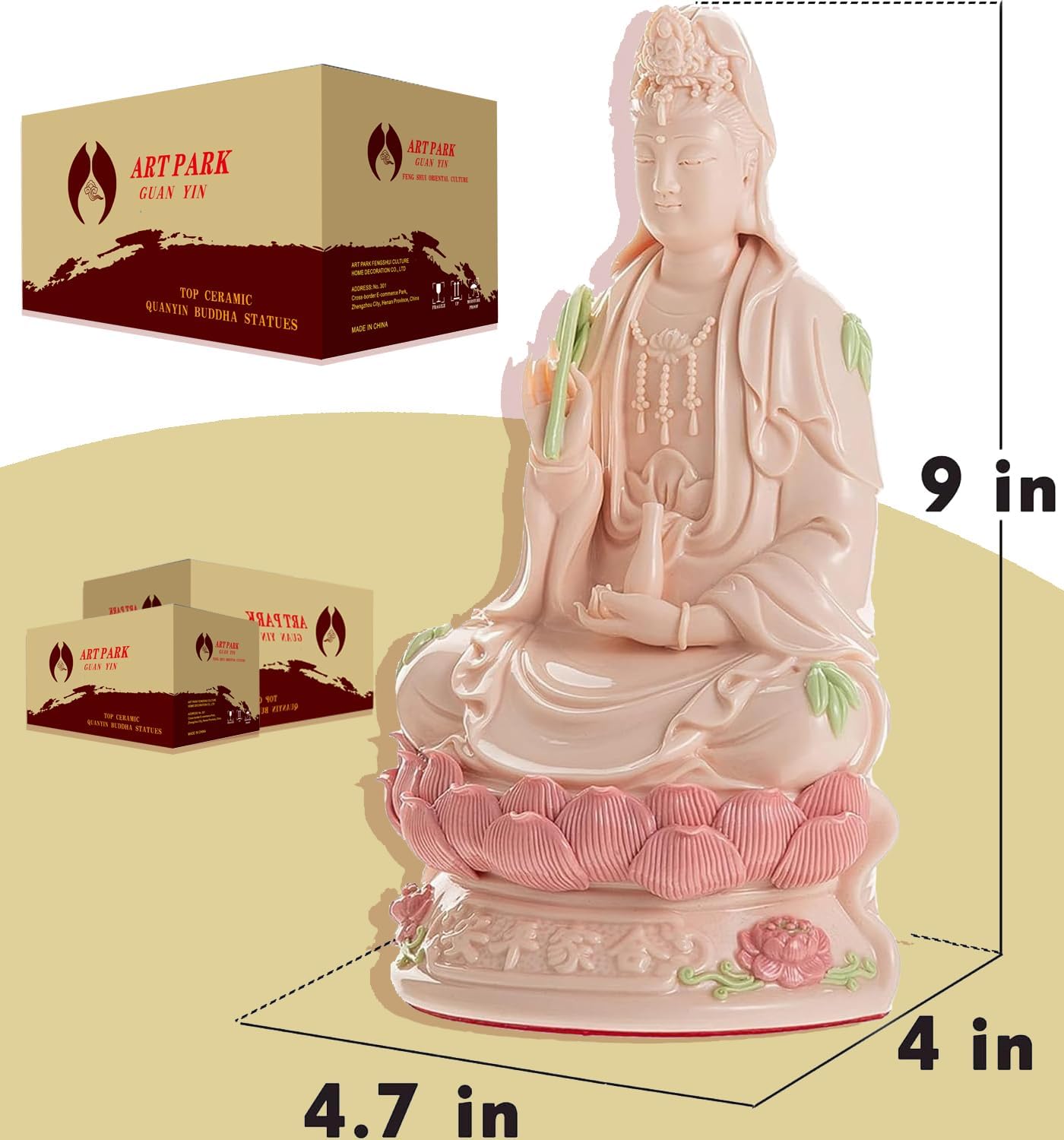 Top Ceramic Guan Yin Statue - Handmade Quan Yin Statues, Kwan Yin Statues, Quan Am Statue, Kuan Yin Statue,Guanyin Statue for Meditation Altar, Female Buddha Statue-Goddess of Mercy and Compassion