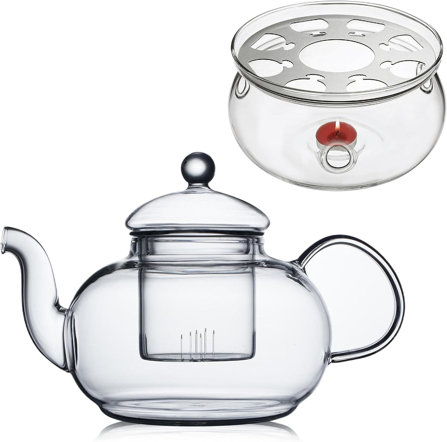 CnGlass 33.8oz Glass Teapot with Removable Infuser,Stovetop Safe Tea Kettle,Blooming & Loose Leaf Tea Pot