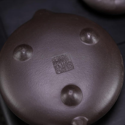 SILINE Zisha Teapot, Chinese Yixing Clay Handmade Teapot 6.7 Oz, Infuse Brew Kung Fu Loose Leaf Tea Maker -HantangShipiao,Black Clay
