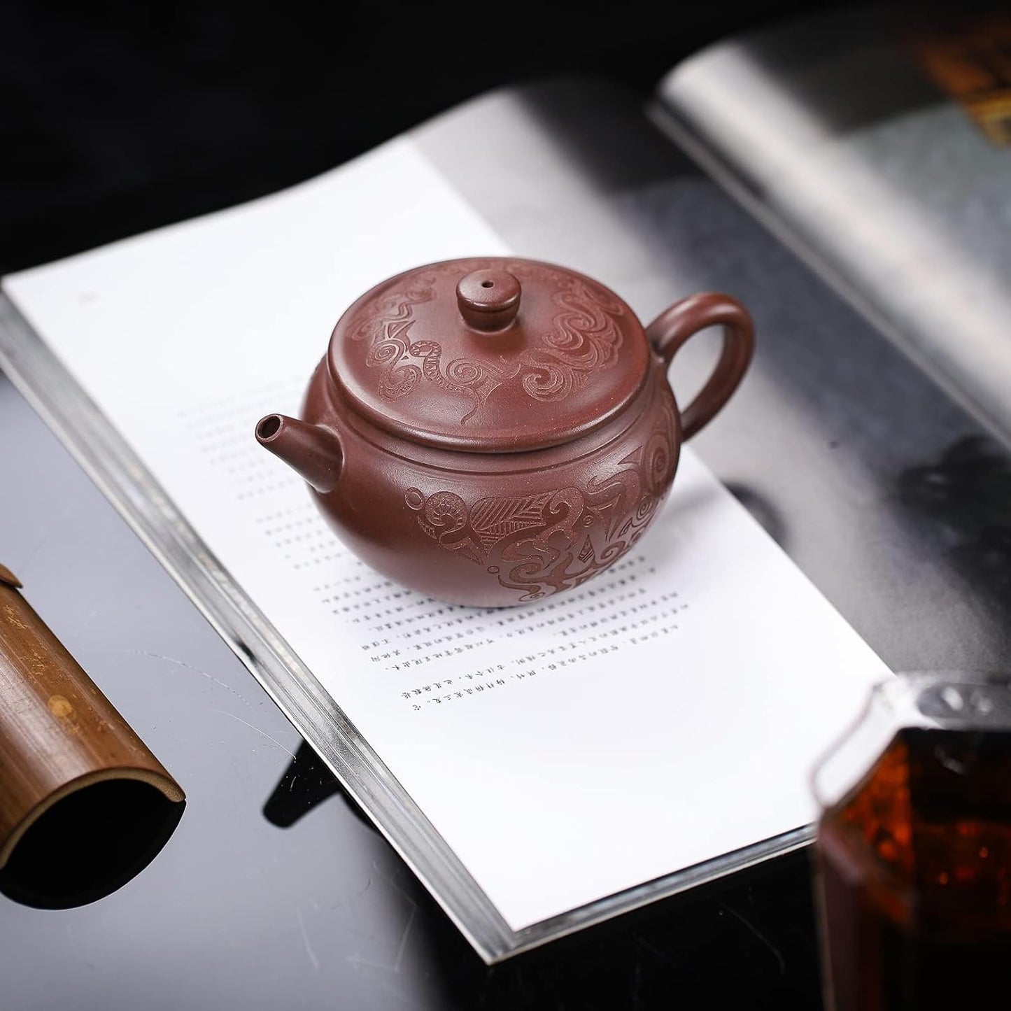 SILINE Zisha Teapot,Chinese Yixing Clay Handmade Purple Teapot 7.8 Oz, Infuse Brew Kung Fu Loose Leaf Tea Maker -Hanwa,Purple Clay