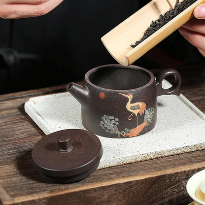 Teapot 180ML Small Single Teapot Handmade Zisha Teapot Delicate Crane Pattern Kung Fu Teapot Durable Tea Maker Tea Kettle