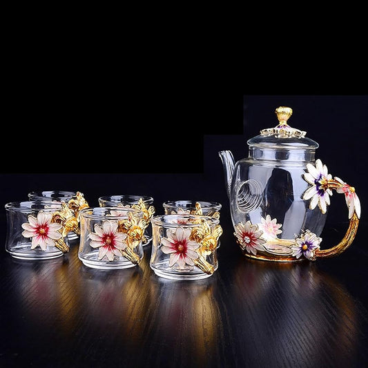 Chinese/Japanese Tea Set Enamel tea cup teapot set master cup personal cup heat-resistant glass Kung Fu teacup Portable Teapot Set Tea Gift set (Size : 1)