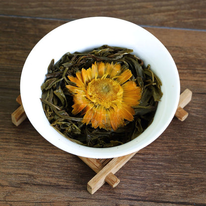 GOARTEA Puerh Tea Cake 250g / 8.8oz 2017 Year Raw Sheng Calendula Officinalis Bulang Mountain Yunnan Pu-erh Pu erh Puer Pu'er Tuocha Chinese Tea