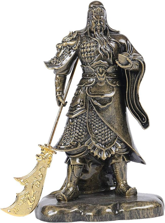 Seyee-bro Chinese Fengshui Guan Yu Statue - Guan Gong, Guan Yun Chang, Kwan Kung, Kuan Gong Statue Martial God of Wealth Figurines Home Office Decoration Tabletop Decor Good Lucky Gifts