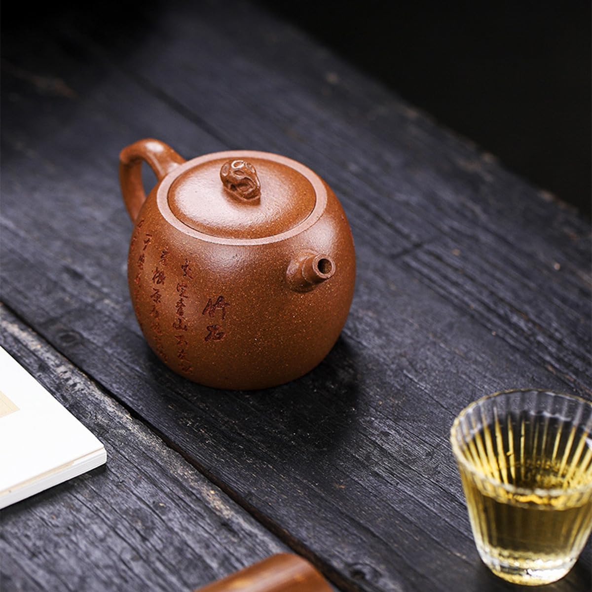 Handmade Zisha Teapot, Chinese Yixing Purple Clay Tea Pot 7.4 Oz,Chinese Kungfu Brew Infuser Loose Leaf Tea