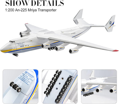 Model Plane Antonov an225 1/200 Scale Resin Airplane Model 17 inch Ukraine Painted Mriya Transporter Display Aircraft Model for Collection