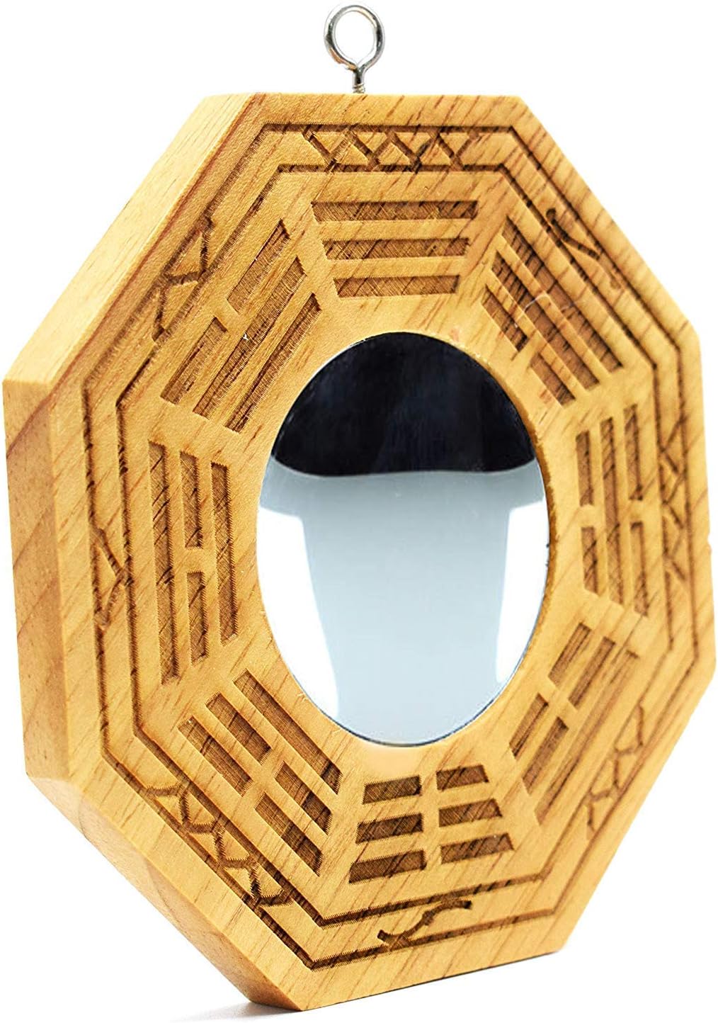 Feng Shui Wood Chinese Bagua Mirror 4 Inch (Convex)