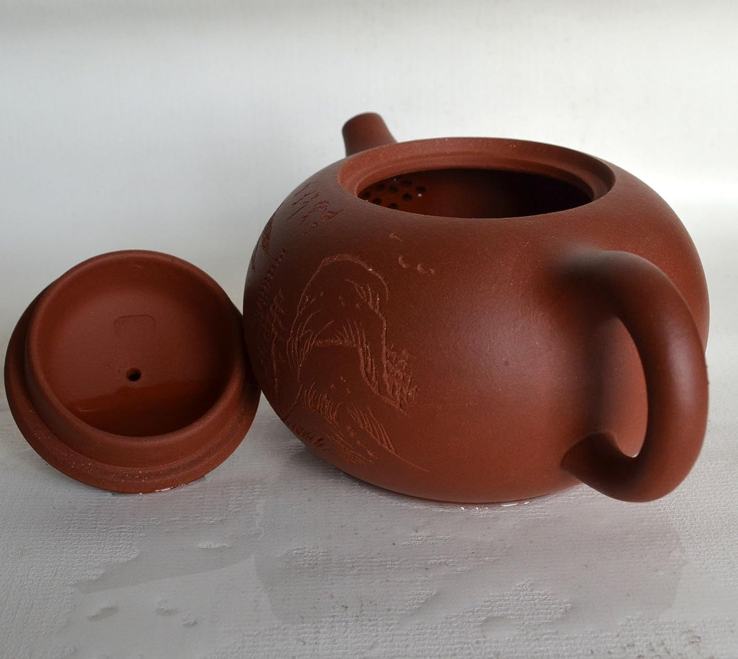 Teapot 9.5oz Chinese Yixing Xishi Tea Pots Handmade Zisha Genuine Clay Pig Lid