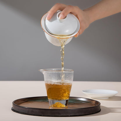 SILINE Classic China Gaiwan Tea Bowl with Lid and Saucer,White Porcelain Teacup Set for Brew Kung Fu Tea