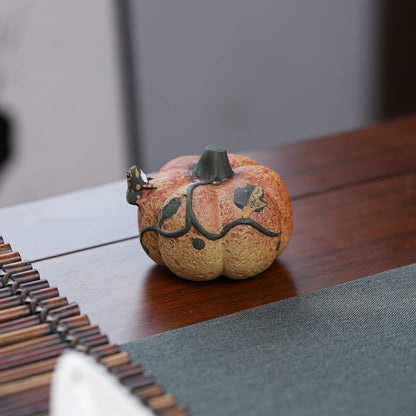 SILINE Yixing Zisha Tea Pet - Water Spray Frog,Handmade Clay Animal Figurine,Tea Tray Accessories Ornament (Pumpkin Frog)
