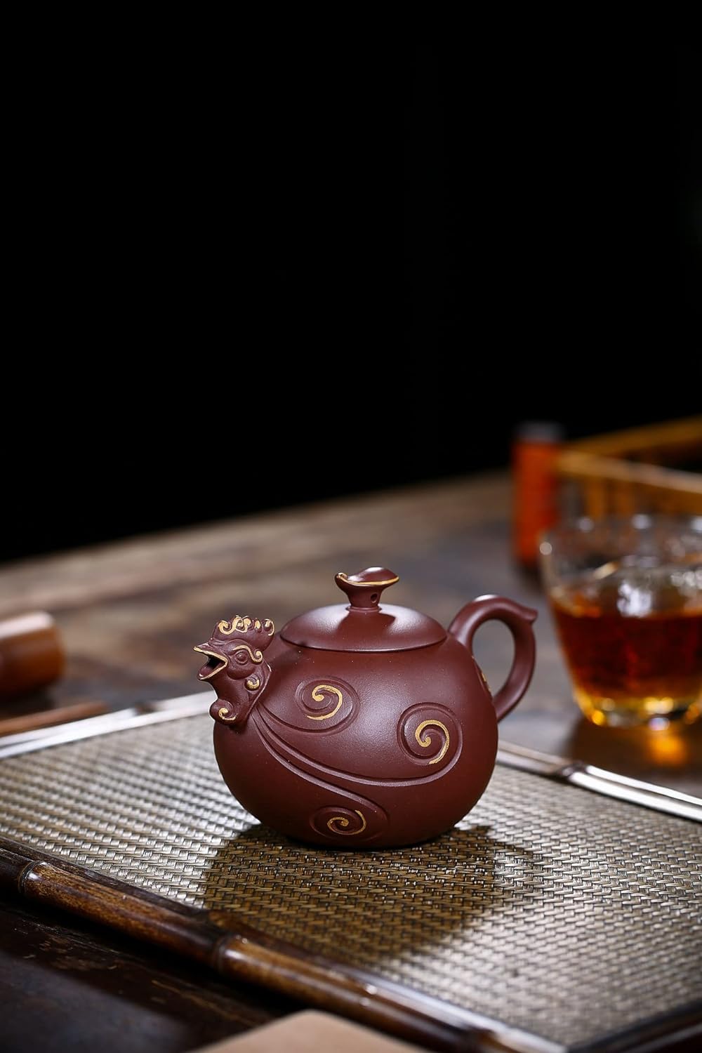 LingXuanGe Kung-fu Teaware Zisha Teapot Handmade Pot Purple Clay Drinkware for Puer Green Black Chinese Tea Purple Clay Golden Roost