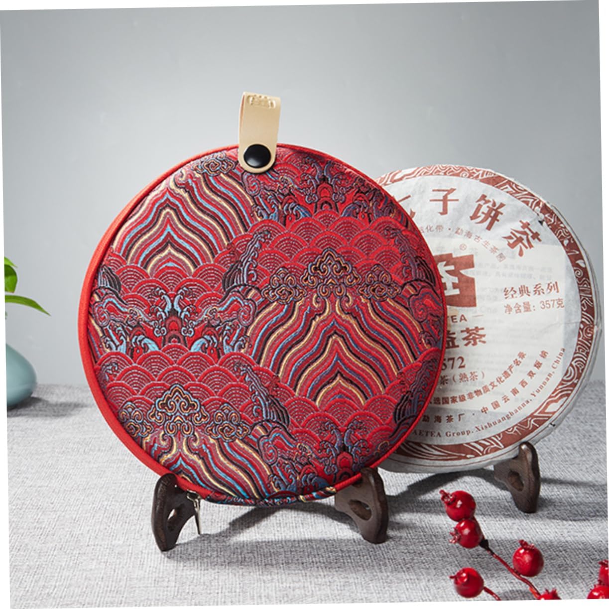 Mikinona Tea Cake Storage Bag Pu Er Tea Cake Bag Tea Cake Bag for Cabinet Tea Bag Organizer Kung Fu Tea Accessories Tea Cake Container Tea Storage Organizer Loose Leaf Cloth Cake Box Travel