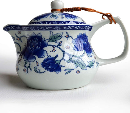 Yxhupot Teapot 15oz Blue White Porcelain China Stainless Steel Infuser Flower (cihu mudan)