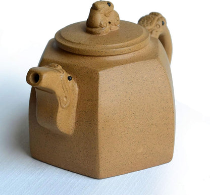 Teapot 330ml Chinese Yixing Genuine Clay Zisha Dragon Lion Pot (Yellow zisha)