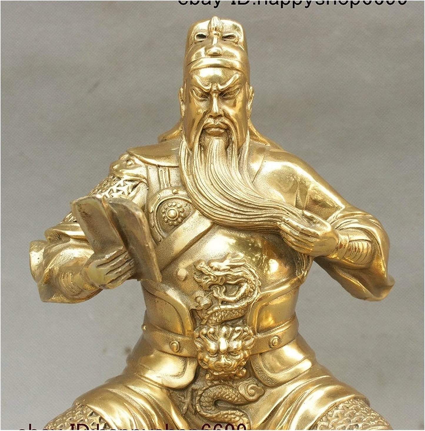 GaYouny Buddha Statue China Copper Brass History Dragon Robe Guan Gong Guan Yu Guan General God Statue