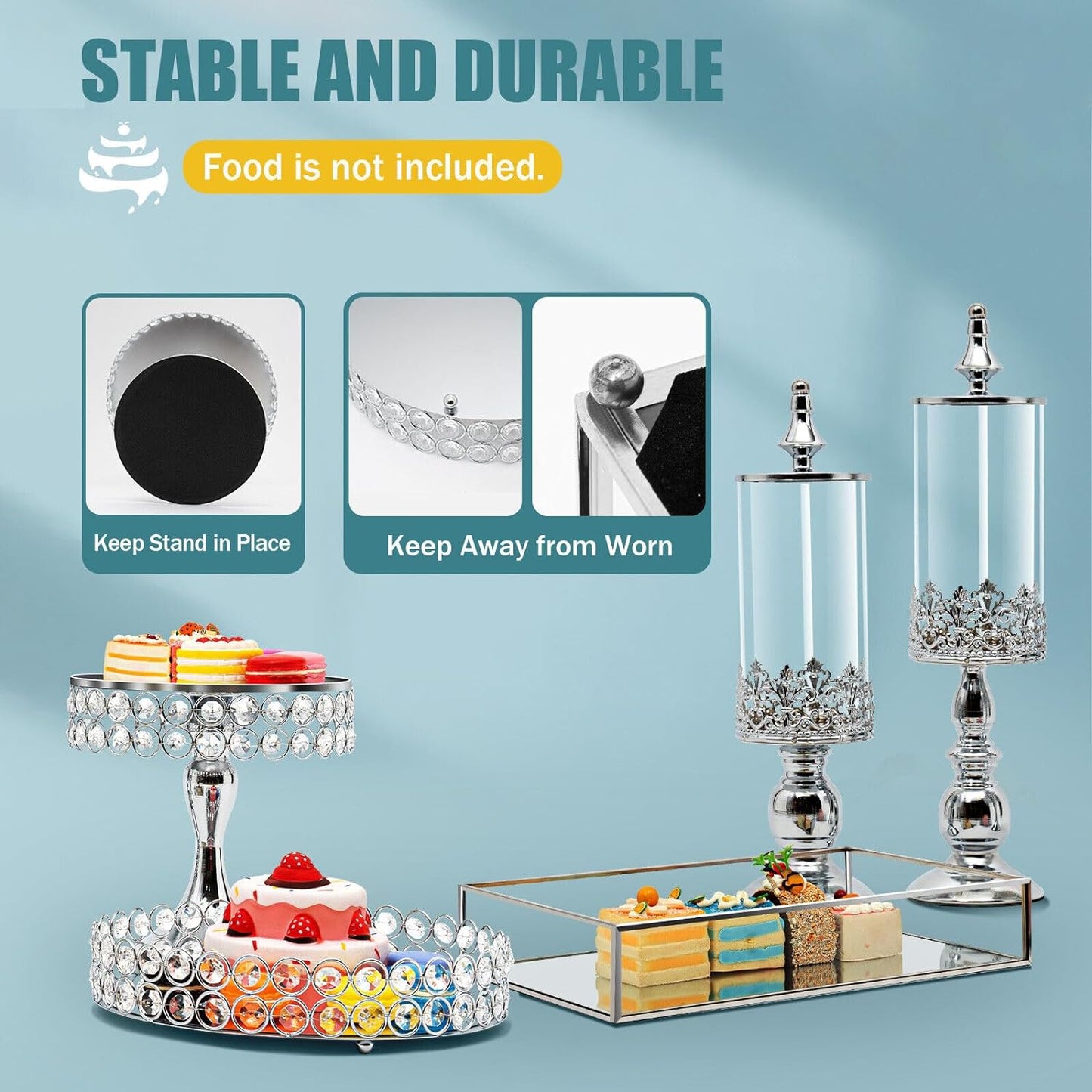 11Pcs Metal Cupcake Stand, Crystal Cake Stand Display Set Cake Large Cake Rack with Base Dessert Trays for Wedding Afternoon Tea Birthday Party