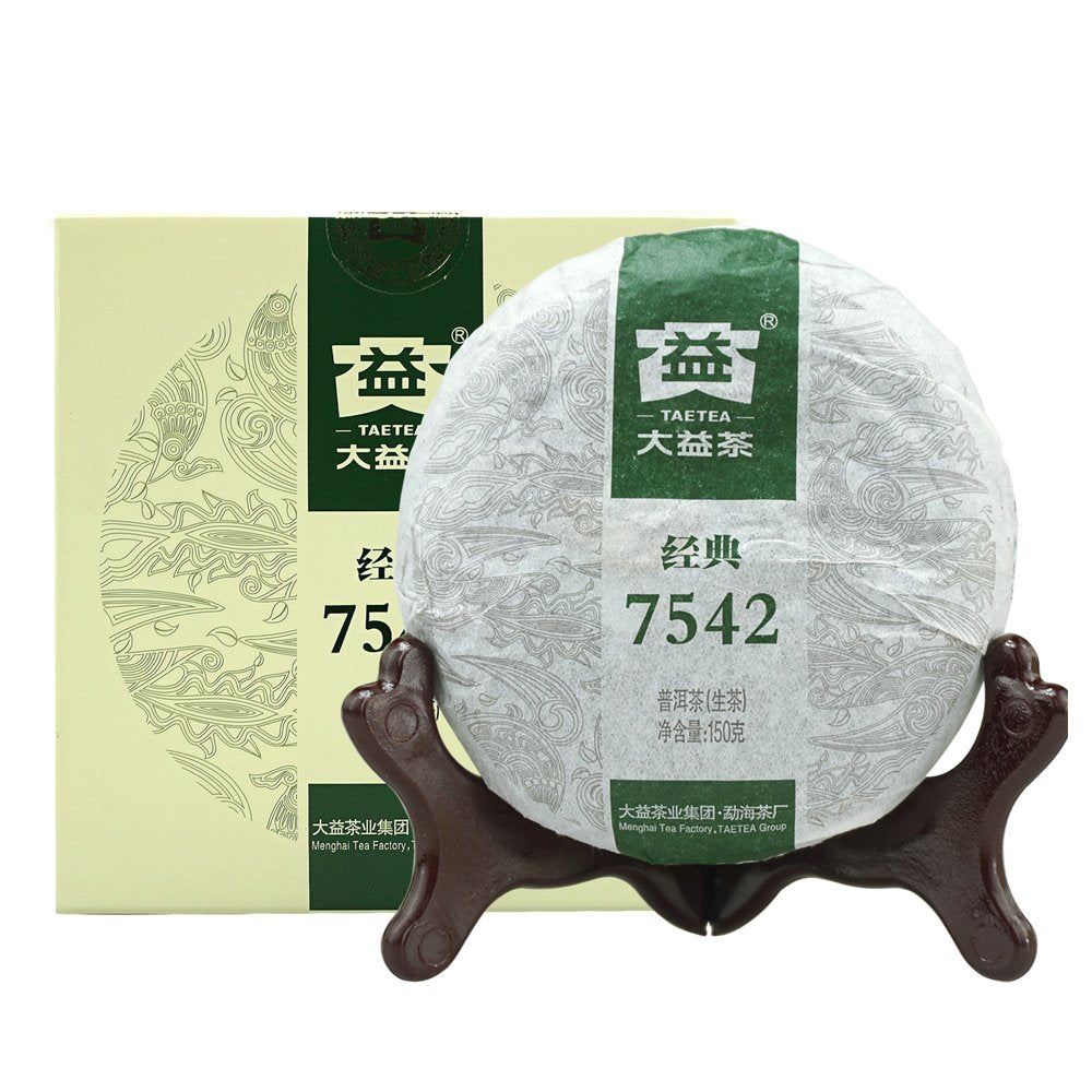 TAETEA 7542 Classic Raw Pu-erh Tea, Aged Fermented Puerh Tea Cake, Chinese Sheng Pu'er Tea Black Tea for Daily Drink and Gift 150g / 5.29oz