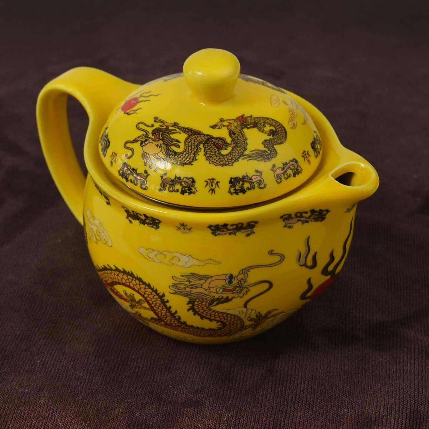 Teapot Teacup Chinese Gongfu Tea Set Yellow Dragon Porcelain Stainless Steel Filtration Ceramic Gift Box