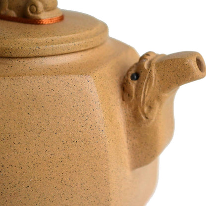 Teapot 330ml Chinese Yixing Genuine Clay Zisha Dragon Lion Pot (Yellow zisha)