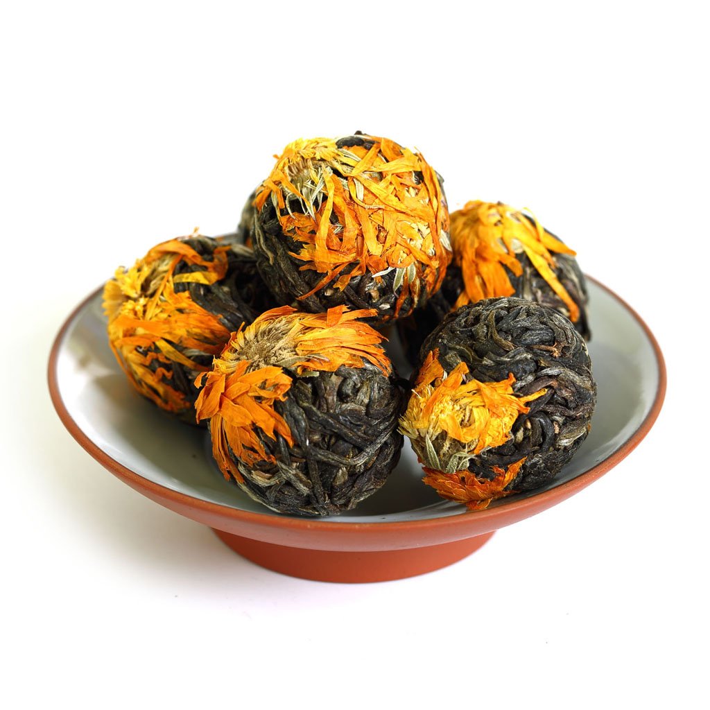 GOARTEA Puerh Tea Cake 250g / 8.8oz 2017 Year Raw Sheng Calendula Officinalis Bulang Mountain Yunnan Pu-erh Pu erh Puer Pu'er Tuocha Chinese Tea