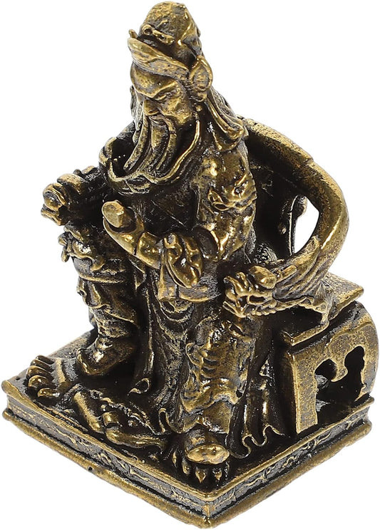 Levemolo Antique Brass Ornaments Brass Craft Statue Brass Craft Figurine Desktop Brass Statue Home Decoration Indoor Desktop Decor Brass Figurine Brass Adorn God of Wealth Vintage Guan Yu