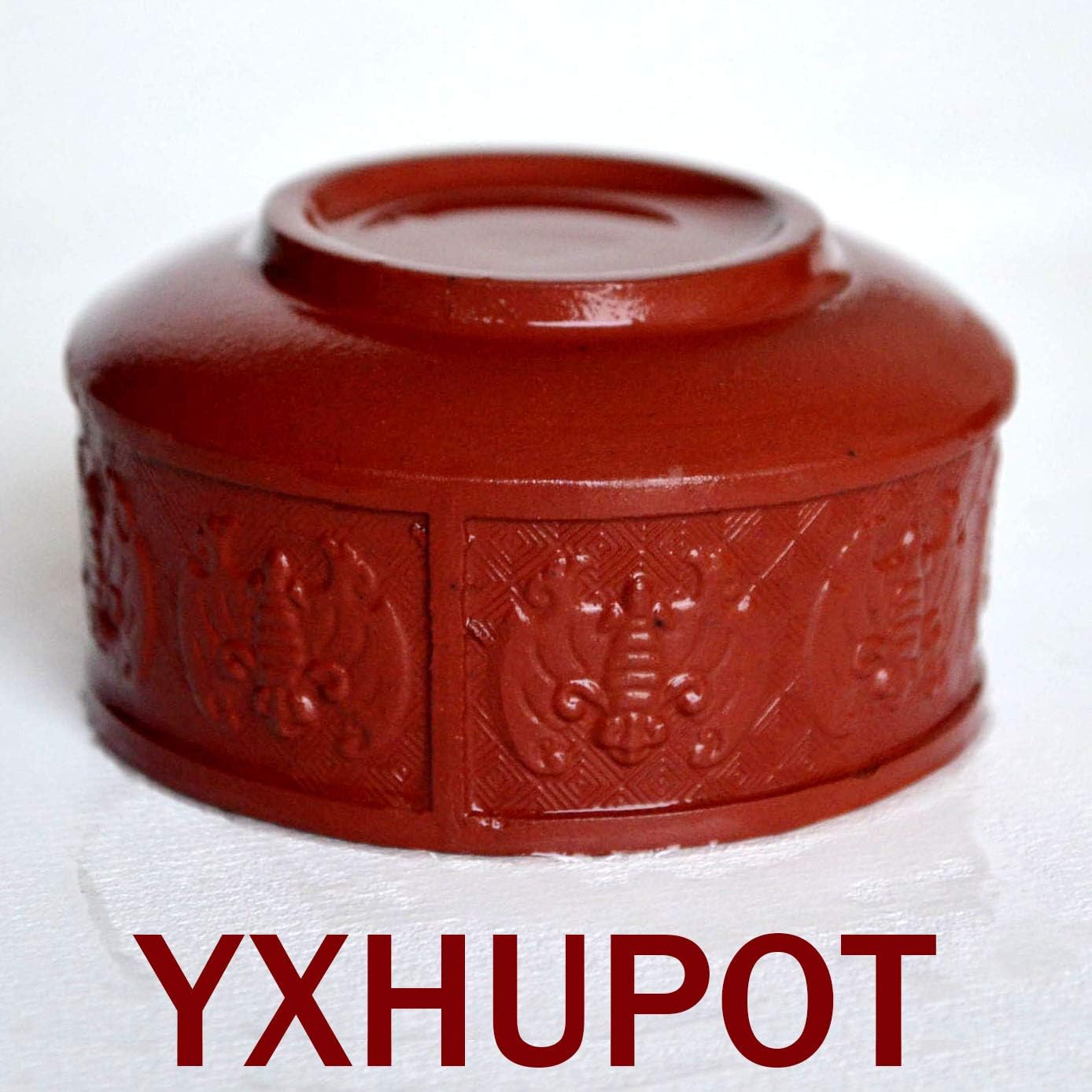 Yxhupot 2pcs Teacup 80ml Chinese Yixing Clay Zisha Cup 9Fu Luck Happy (red zini)