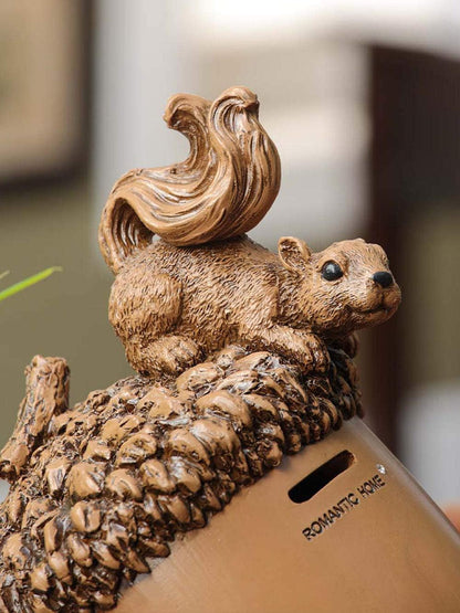 Statues for Home Decor Sculptures Squirrel Piggy Bank Resin Piggy Bank Children Coin Box Family Decoration Squirrel Piggy Bank Gift