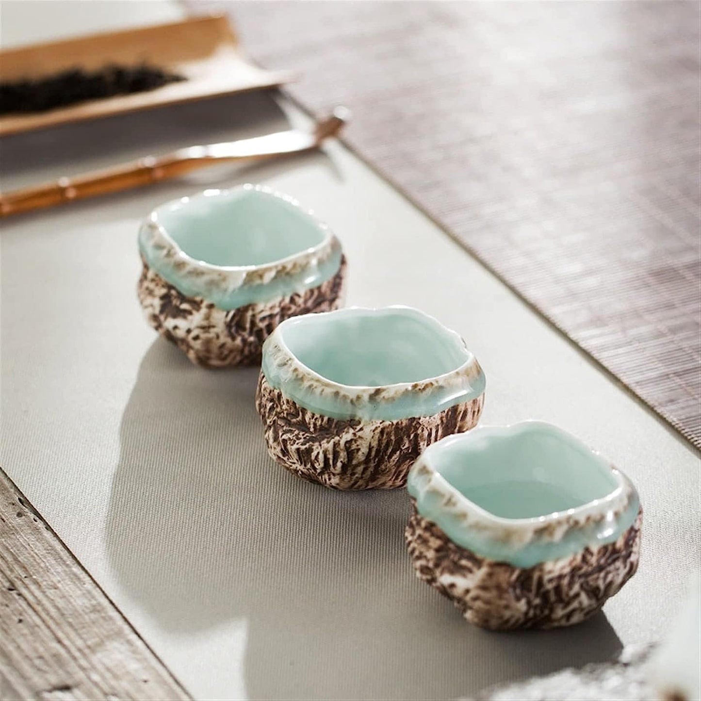 RAZZUM Chinese Gongfu Tea Set Ceramic Imitation Stone Tea Cup Stoneware Retro Coffee Cup Personal Mug Pu-erh Tea Ceremony Kung Fu Tea Set Tea Pot Set