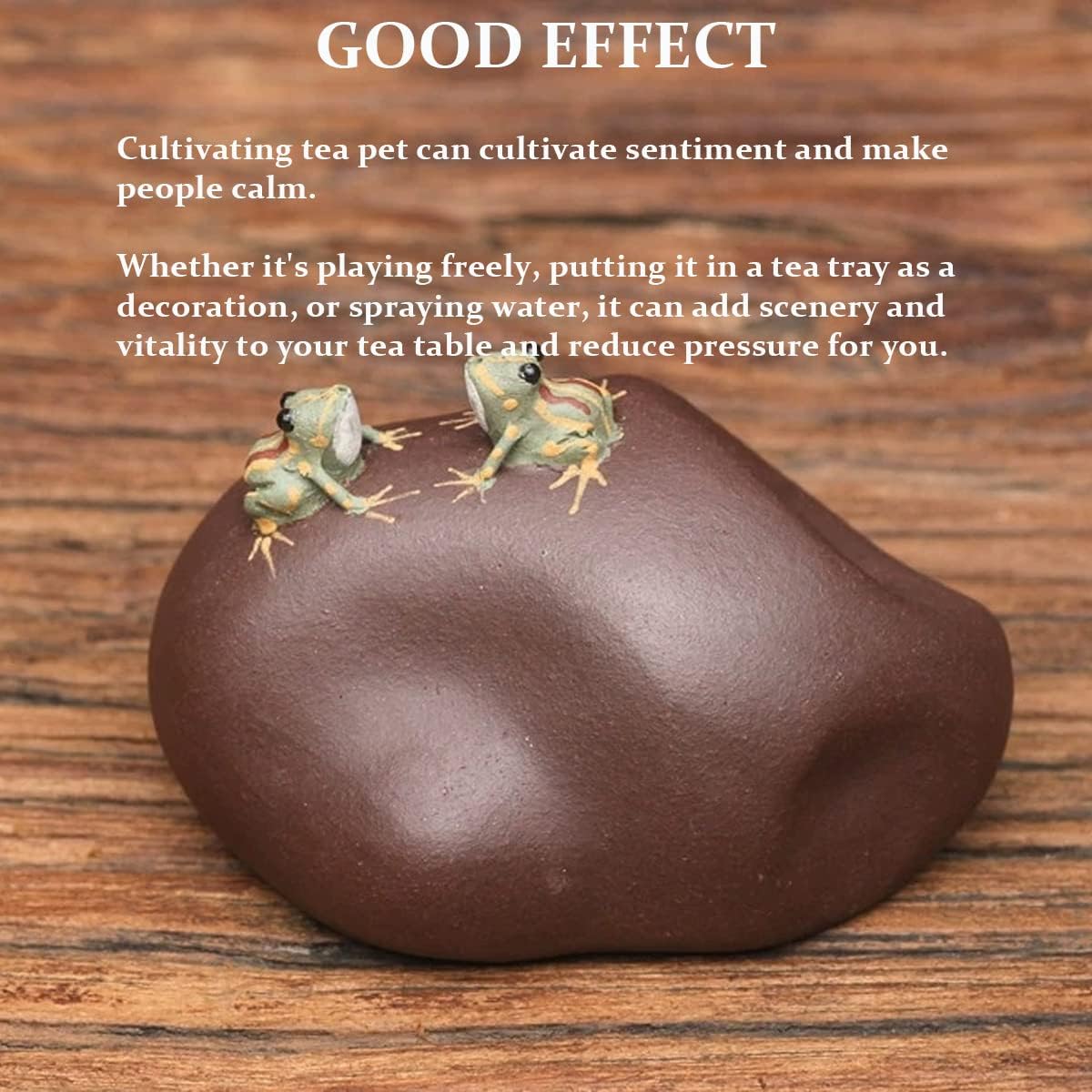 LYART Tea Pet Frog That Can Spray Water, Cute Zisha Kung Fu Tea Ornament Accessories of Frog Tea Set, Decoration for Tea Table Desk Tearoom, Great Gift for Tea Lover Friend (1. Frogs and stones)