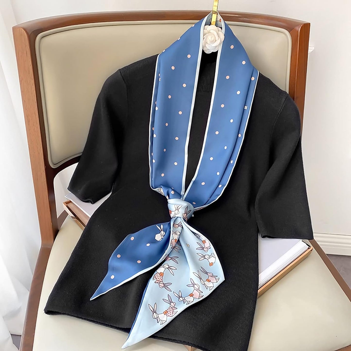 RAN Winter Warm Scarfs Summer Long Silk Scarf, Women's Multifunctional Polyester Hairband, Animal Print Small Neck Scarf, 59.1" x 5.9"