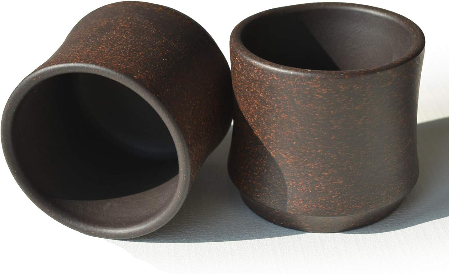 YXHUPOT Teacup 2pcs Chinese Clay Genuine Black Sand Heijingan Zisha GongfuTea Cups (Bamboo tube)