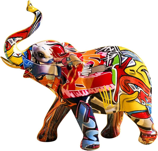 Colorful Art Elephant Statue Sculpture Collectible Figurine Gift Idea Home Desktop Decoration