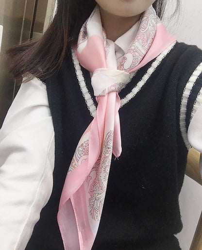RAN Winter Warm Scarfs Ladies Square Scarf Decorative Floral Pattern Printing Scarf, Spring and Autumn Small Polyester Scarf