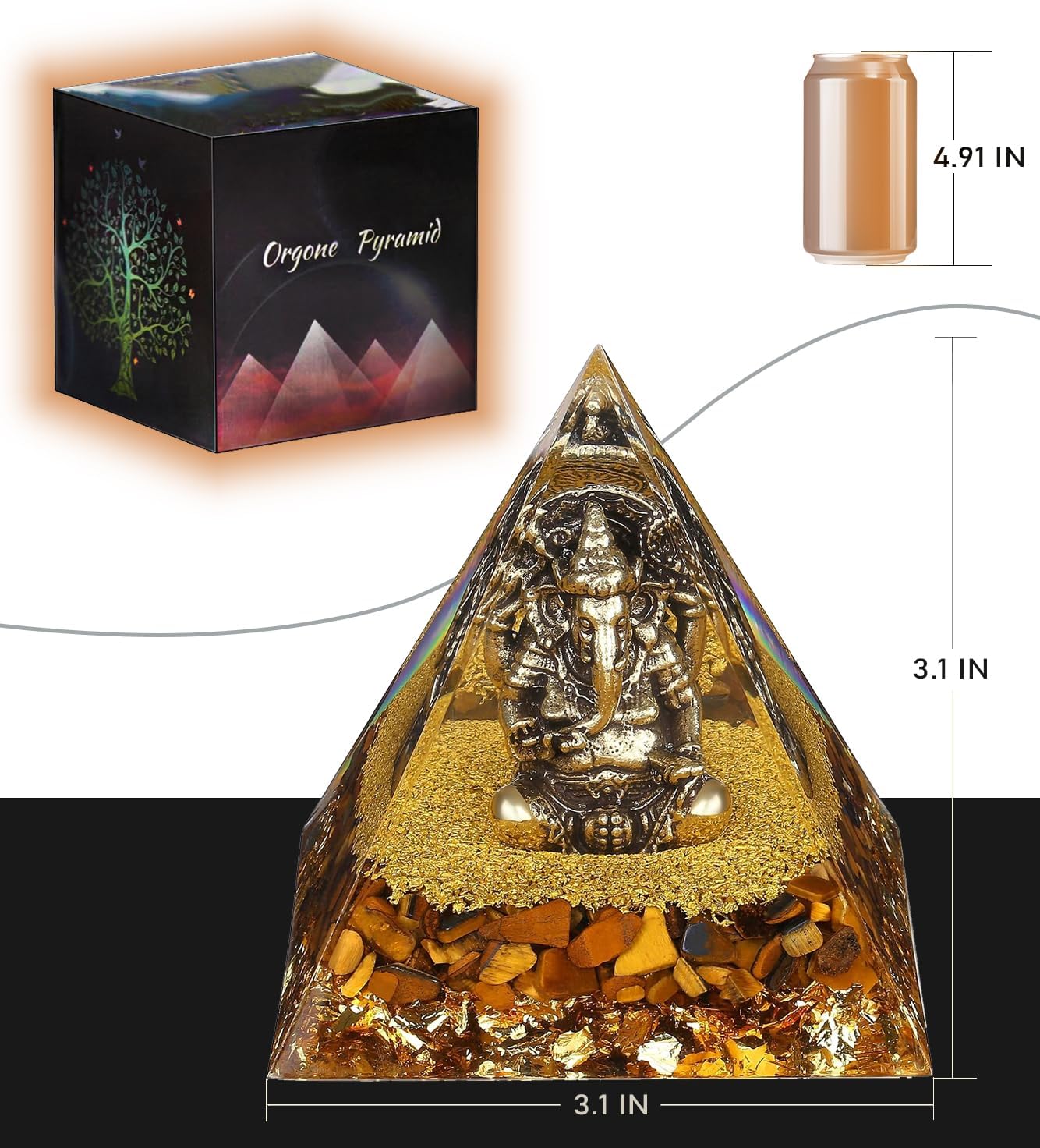 Ganesha Statues In Healing Crystal Organite Pyramid - Ganesh Statue, Ganesha Idol, Ganapati Ganesh Figurine, Ganesh Idol For Car Dashboard,Ganesha Idol Car Dashboard,Ganpati Car Dashboard,Chakra Decor