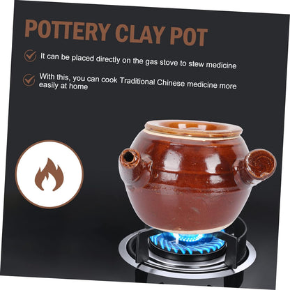 HAKIDZEL Old Fashioned Medicine Pot Ceramic Medicines Pot Japanese Casserole Pot Clay Cooking Pot Korean Dolsot Bowl Pan with Lid Nonstick Pottery Clay Casserole Pearlescent Gas Stove