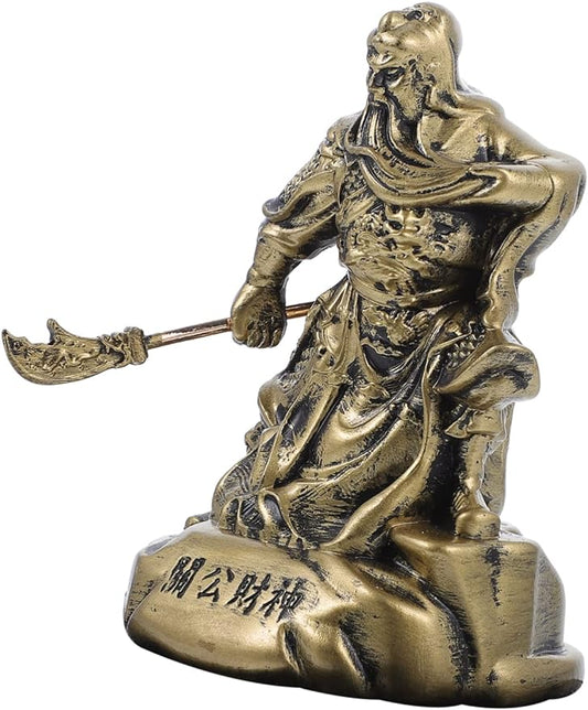 Didiseaon 1pc Ornaments Brass Warrior Figurines Brass Chinese Wealth Statue Feng Shui Statue Guan Yu God of War Statue Good Lucky Guan Gong Guan Yu Statue Synthetic Resin Chinese Style