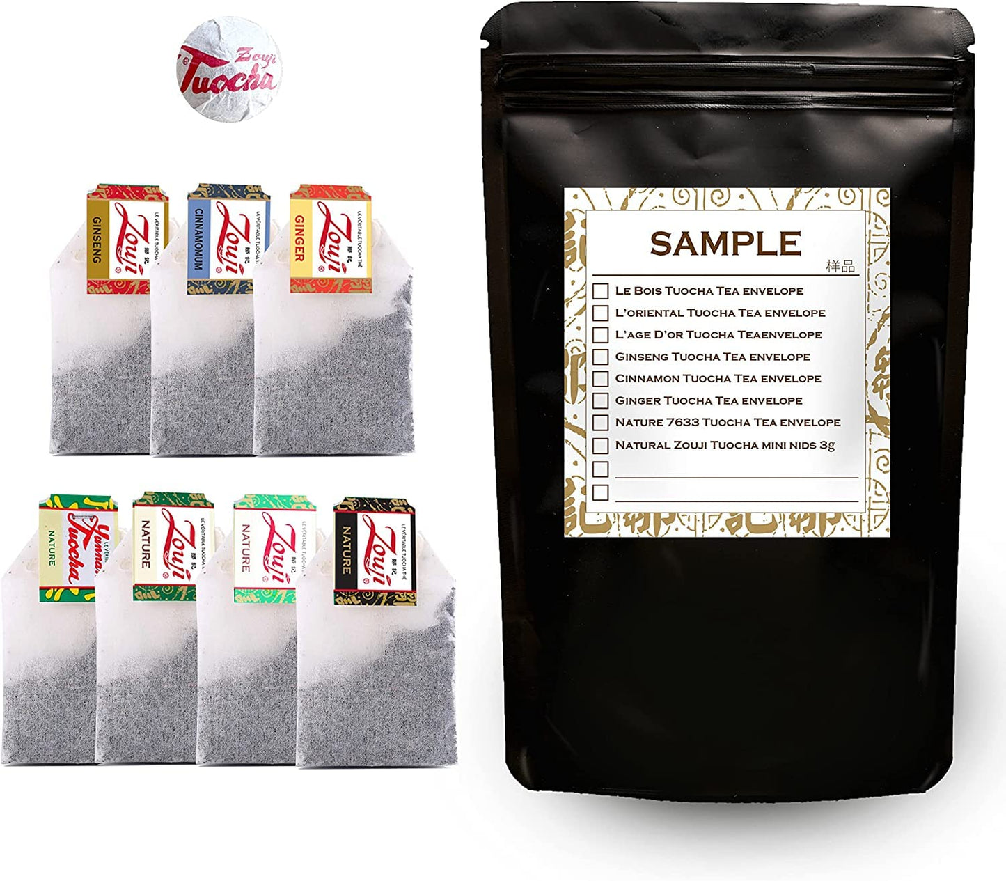 Yunnan Tuocha tea bags sample pack (7 different flavor+1 mini nid)