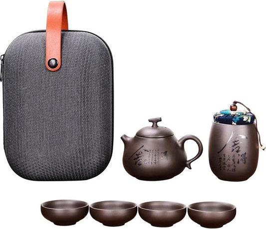 Afternoon Tea Set Kung Fu Teapot Tea Set Beautiful and Easy Teapot Kettle Chinese Travel Ceramic Portable Teaset,Ceramic Tray Coffee Cup Gaiwan Tea Set for Adults