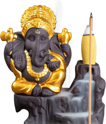 Mini Ganesha Statue,Ganapati Ganesh Statue in Incense Holders-Ganpati Idol,Ganesa Statue,Ganesha Figurine,Elephant God,Elephant Buddha,Lord of Success-Ceramic Ganesha Pottery Ganesha-for Home Decor