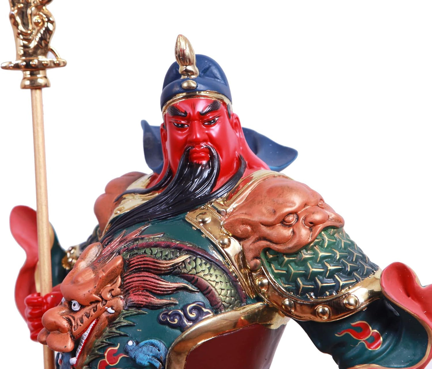 Hand Painting Guan Yu Statue - God of Wealth and Fortune, Feng Shui Decor, Guan Gong Sculpture, Kwan Kung Figurines