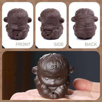 Purple Clay Chinese Tea Pet, Zisha Figurine Ornament for Chinese Tea Ceremony, Kungfu Tea Pets for Tea Room/Tea House(Monkey)