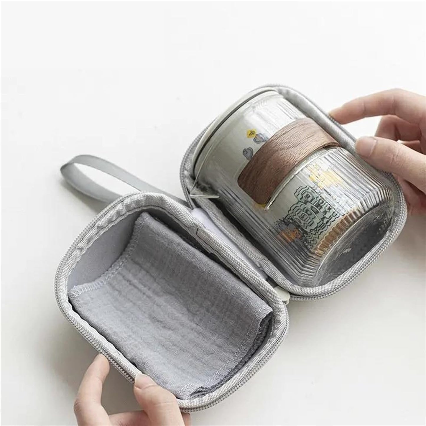 Afternoon Tea Set Chinese Boutique Travel Tea Pot Set Outdoor Portable Ceramics Moon Rabbit Sample Tea Cup Tea Maker Cups Tea Cloth 1 Pot 3 Cups Tea Set For Adults